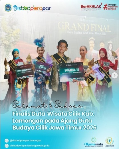 Foto: SELAMAT DAN SUKSES KEPADA FINALIS DUTA WISATA CILIK KABUPATEN LAMONGAN YANG TELAH BERPRESTASI PADA AJANG DUTA BUDAYA CILIK JAWA TIMUR 2026