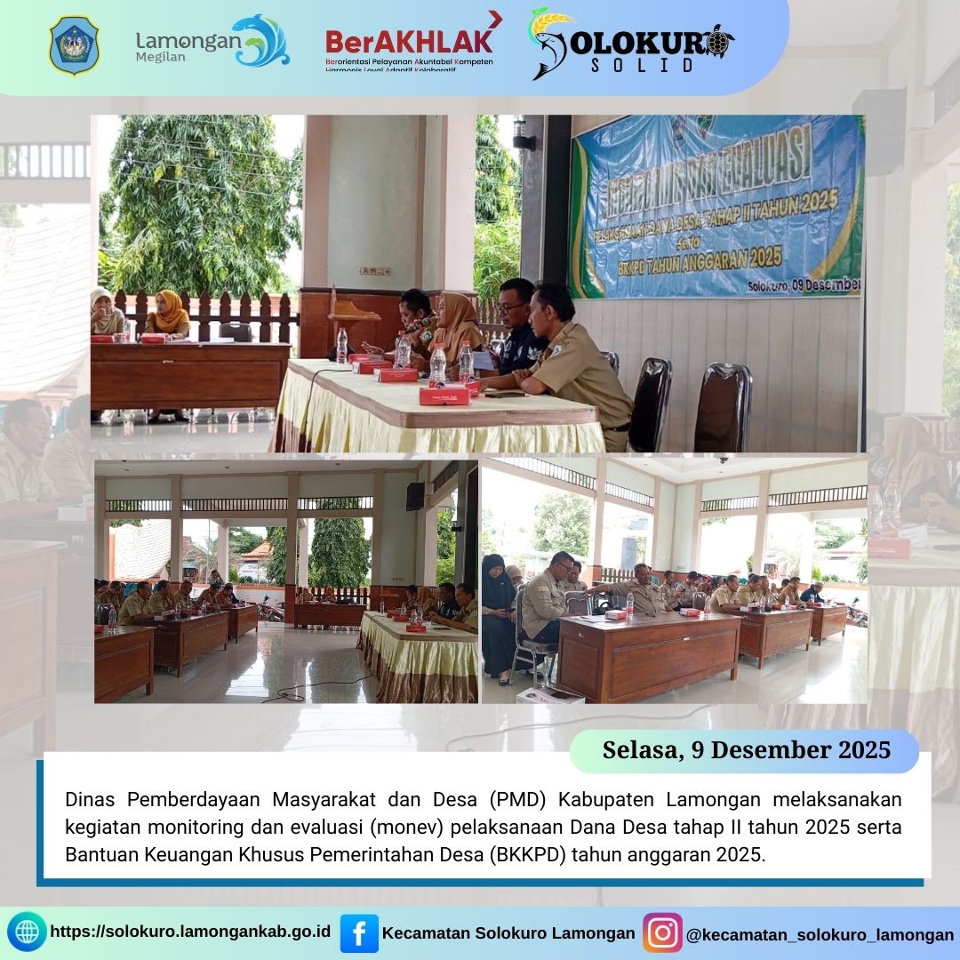 Foto: MONITORING DAN EVALUASI DANA DESA TAHAP II TAHUN 2025 SERTA BKKPD OLEH DINAS PMD KABUPATEN LAMONGAN