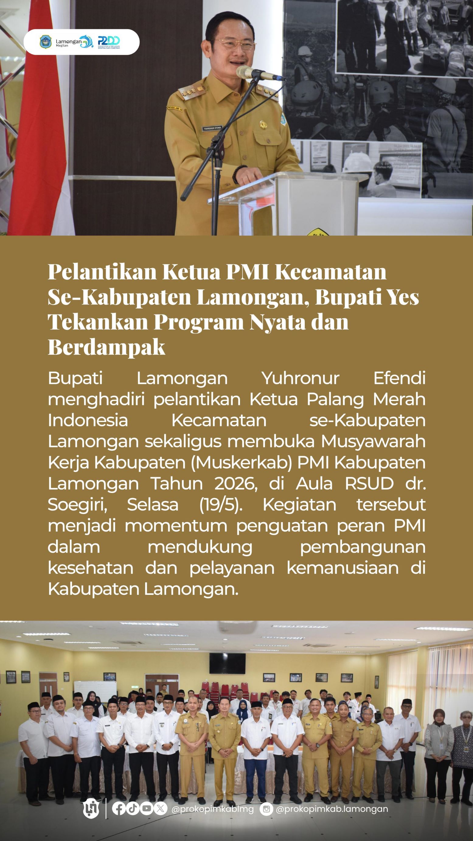 Foto: Pelantikan Ketua PMI Kecamatan se-Kabupaten Lamongan