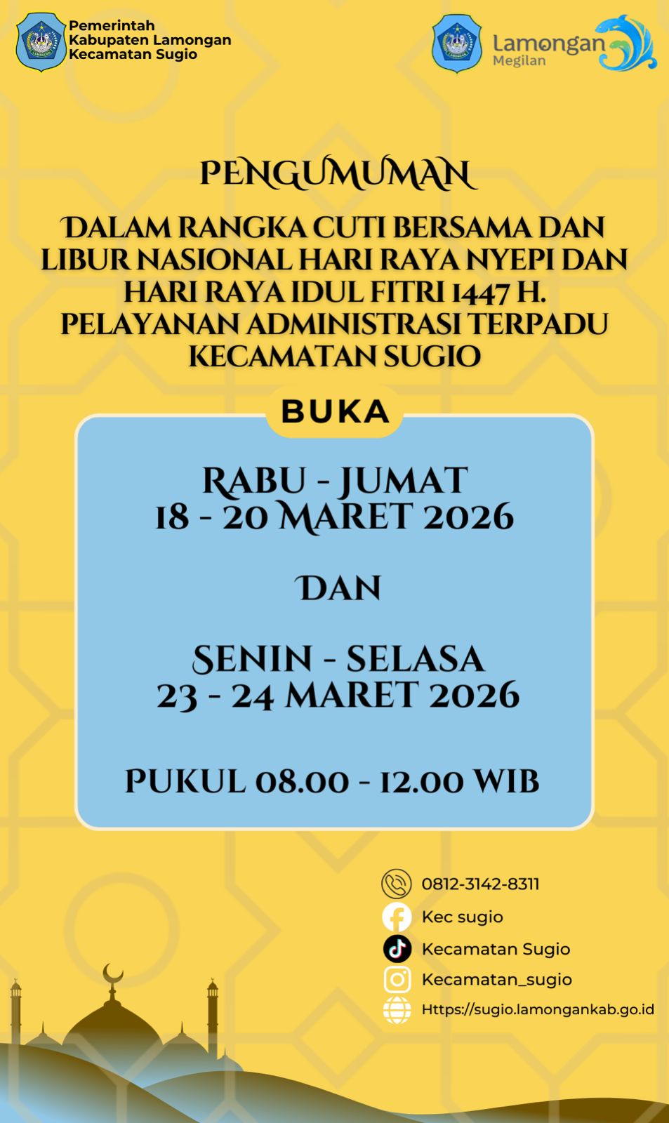 Foto: Jam Operasional PATEN Kecamatan Sugio pada Libur Hari Raya Idul Fitri 1447 H