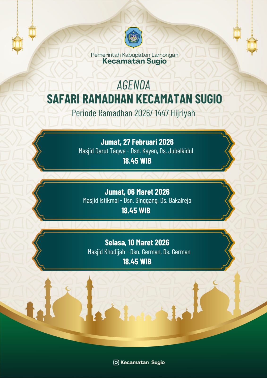 Foto: Jadwal Safari Ramadhan 1447 H Forkopimcam Sugio