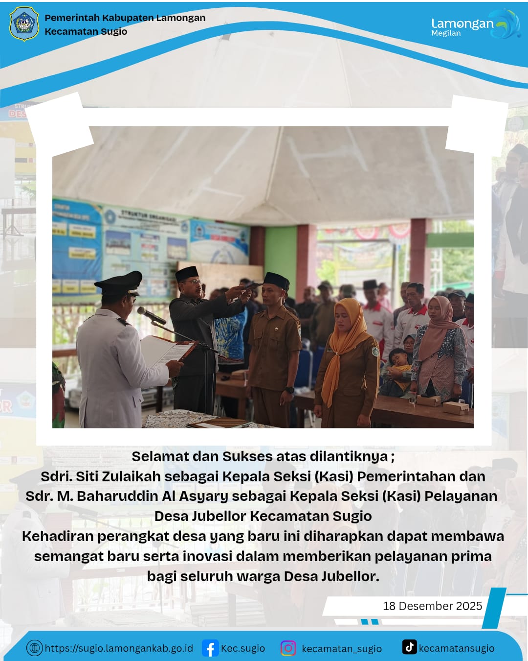 Selamat dan Sukses atas Dilantiknya Perangkat Desa Jubellor