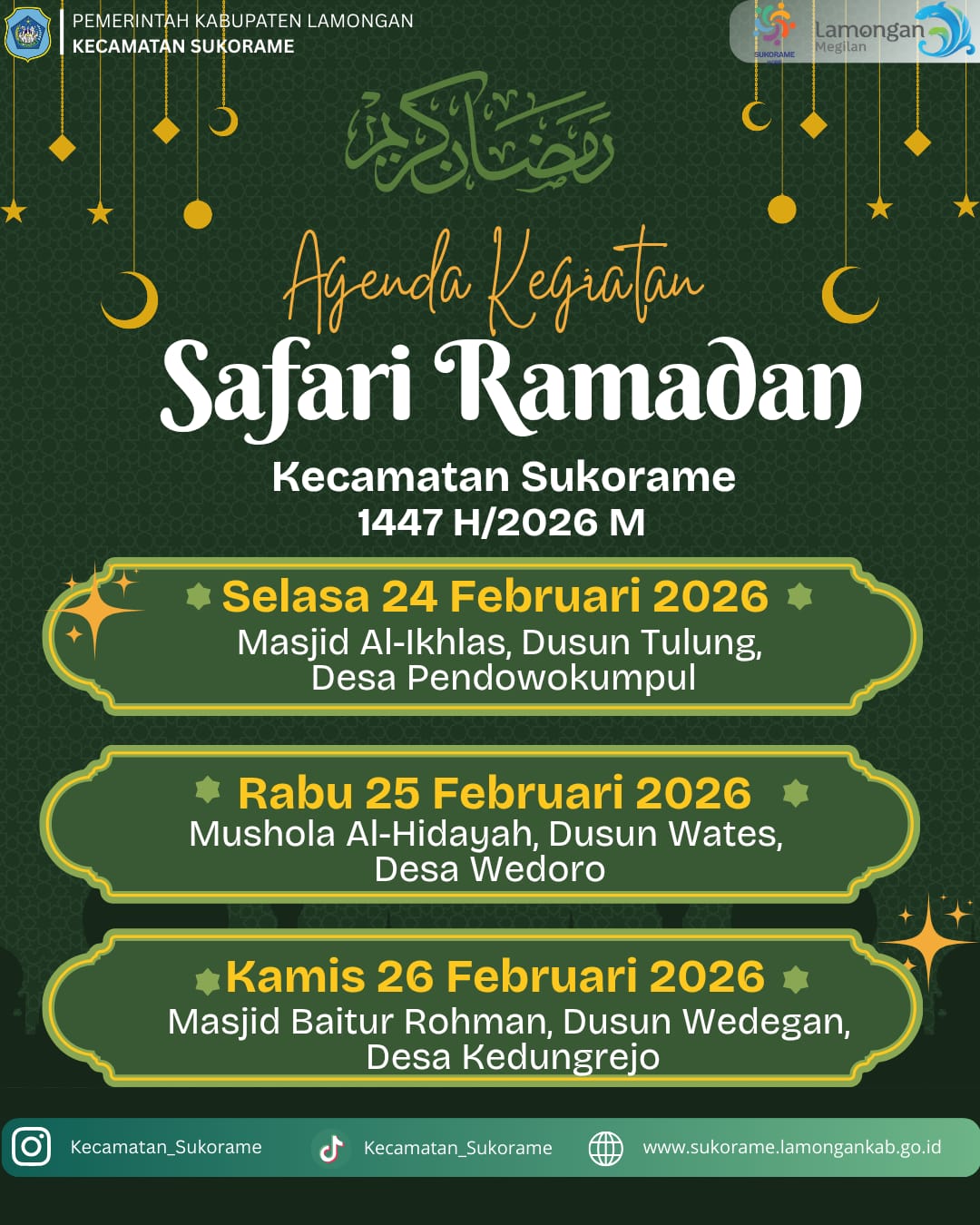 Agenda Kegiatan Safari Ramadhan 1447H Kecamatan Sukorame
