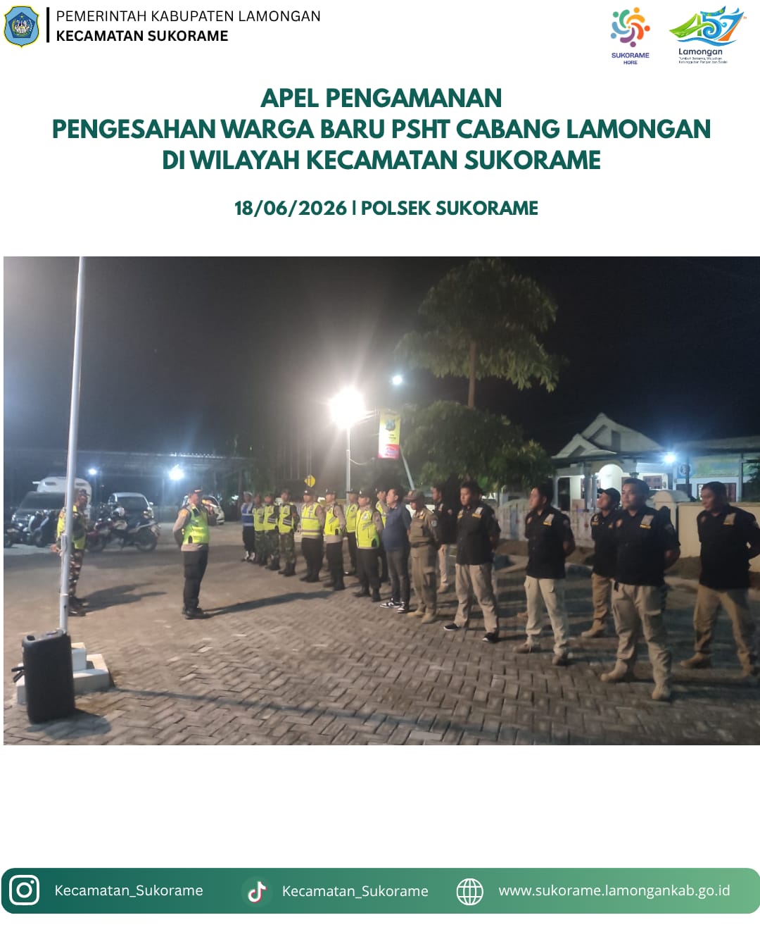 Foto: Apel pengamanan pengesahan warga baru PSHT wilayah kecamatan sukorame