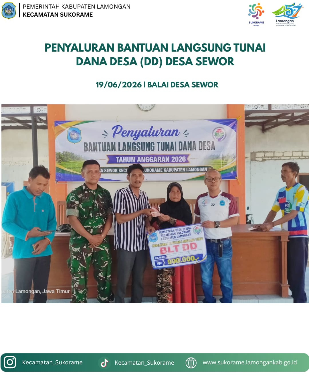 Foto: Penyaluran Bantuan Langsung Tunai Dana Desa (BLT-DD) dilaksanakan di Balai Desa Sewor