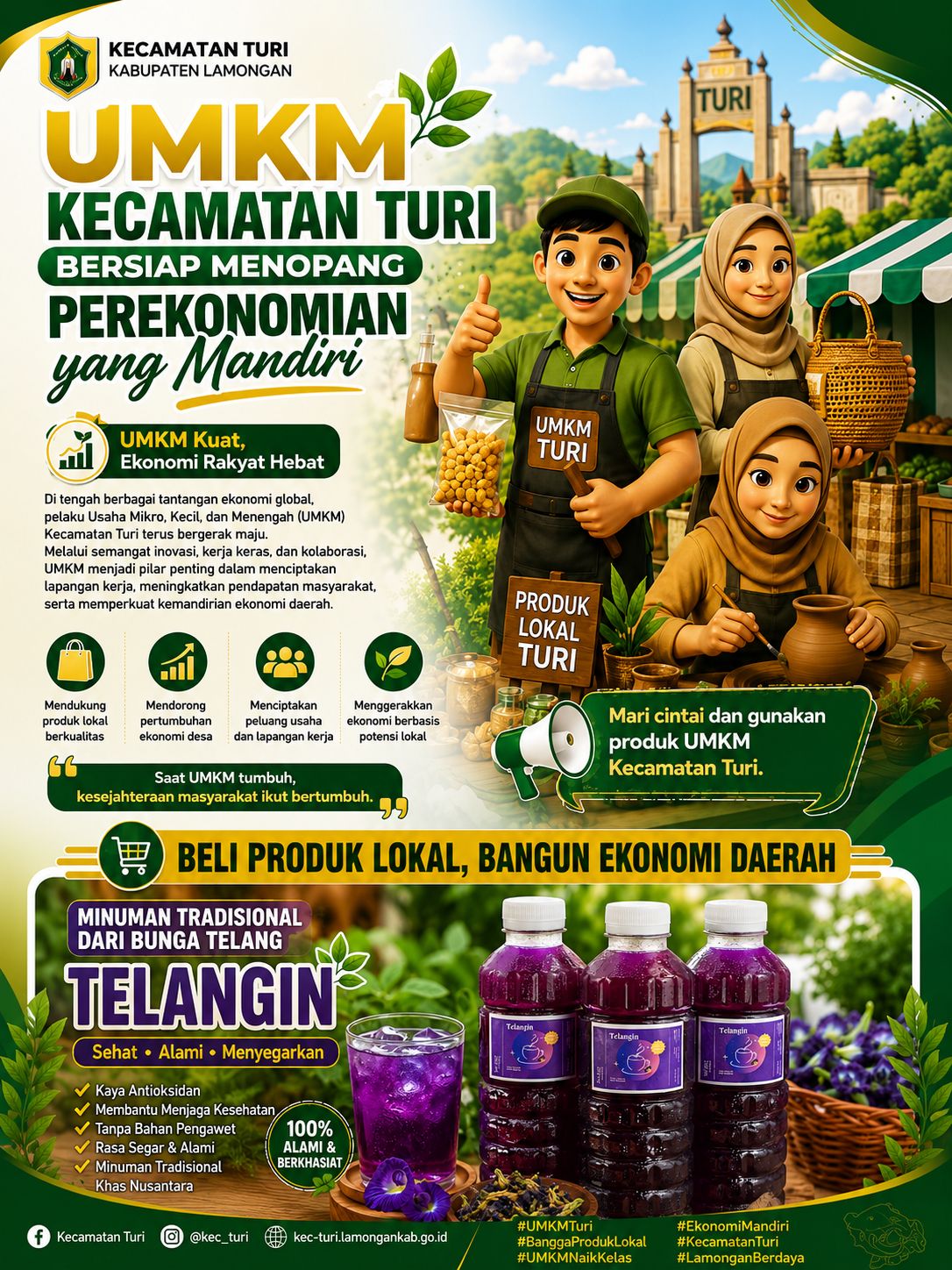 Foto: UMKM Kecamatan Turi Hadirkan “Telangin”, Minuman Tradisional Bunga Telang yang Sehat dan Menyegarkan