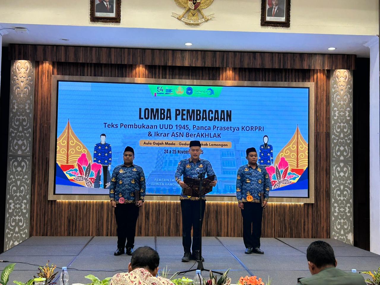Lomba Pembacaan Teks Pembukaan UUD 1945, Panca Prasetya Korpri, dan Ikrar ASN BerAkhlak dalam rangka memperingati HUT Korpri yang ke 54