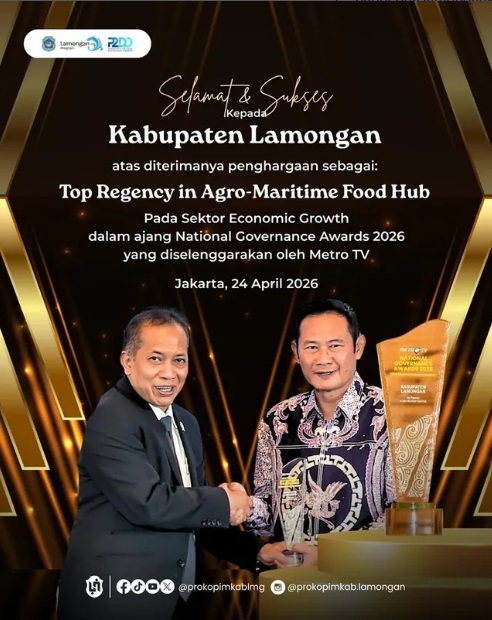 SELAMAT & SUKSES KEPADA KABUPATEN LAMONGAN ATAS DI TERIMANYA PENGHARGAAN SEBAGAI : TOP REGENCY IN AGRO - MARITIME FOOD HUB