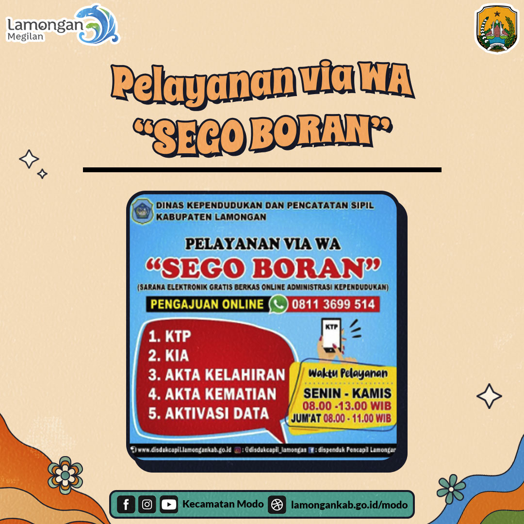 PELAYANAN VIA WA "SEGO BORAN"