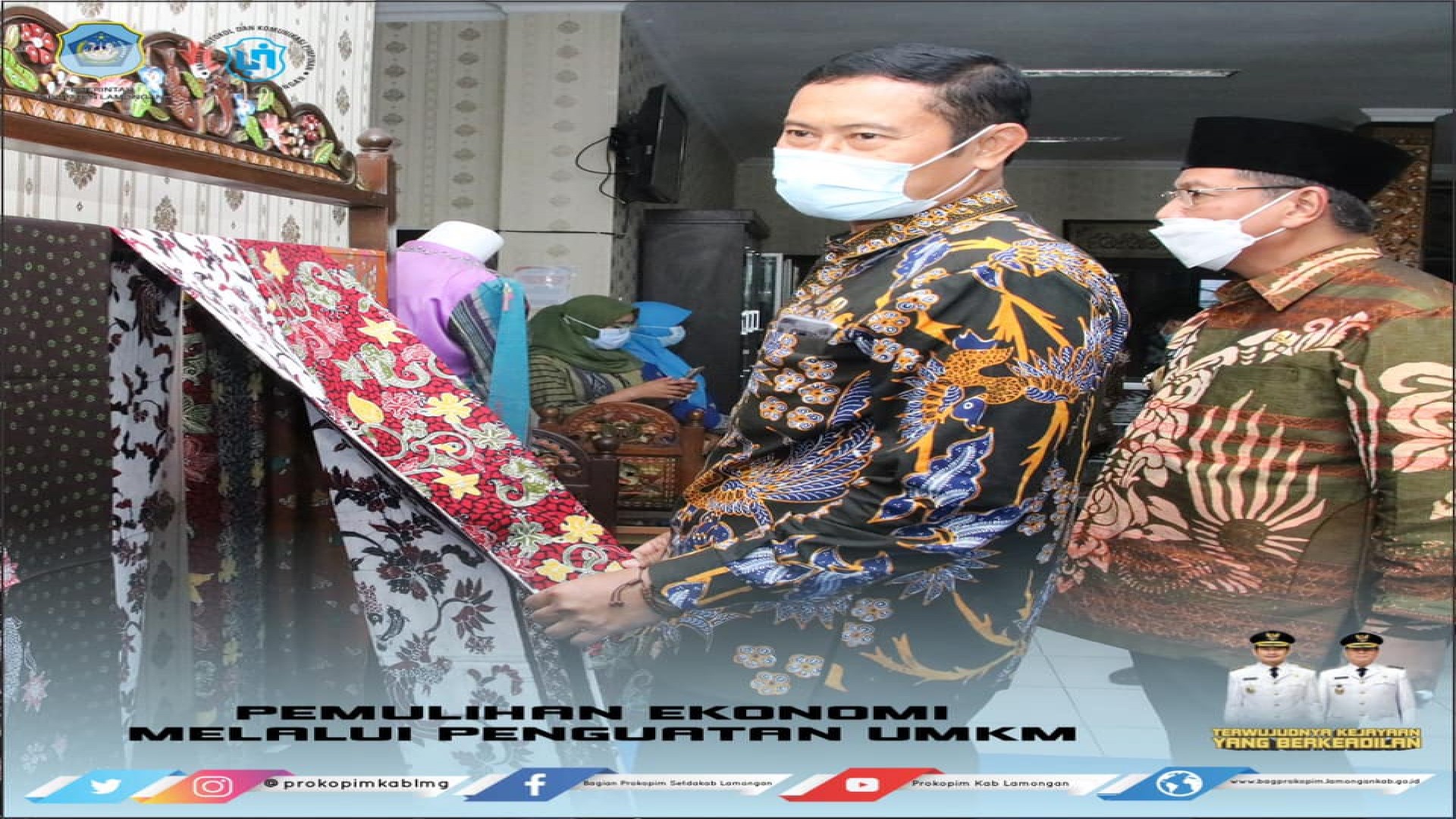 Bupati Lamongan Yuhronur Efendi dengan didampingi Wakil Bupati Abdul Rouf melakukan Sidak Pelayanan Publik di Perumda Pasar Kabupaten Lamongan, Kamis (4/3/2021).